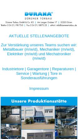Vorschau der mobilen Webseite www.duerenertorbau.de, Dürener Torbau GmbH & Co.