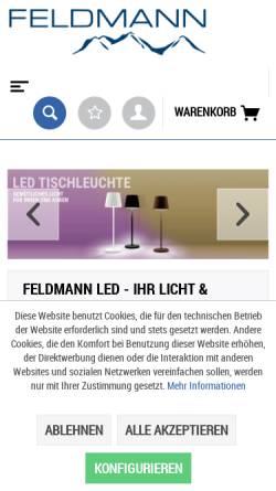Vorschau der mobilen Webseite www.feldmann-led.de, Feldmann Speziallampen-Vertriebs GmbH