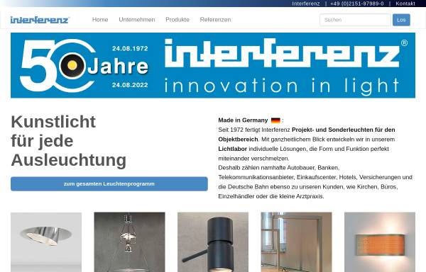 Vorschau von www.interferenz.de, Interferenz Lichtsysteme GmbH, Interferenz Daylight GmbH