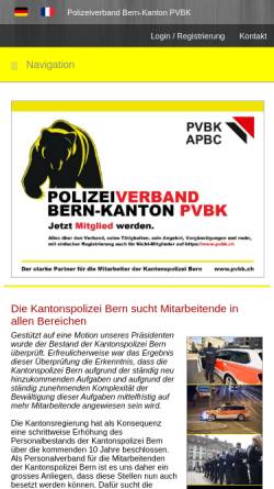Vorschau der mobilen Webseite pvbk.ch, Polizeiverband Kanton Bern, offizielle Seite