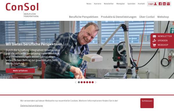 Vorschau von consol.ch, ConSol Zug Arbeit für Menschen mit Behinderung