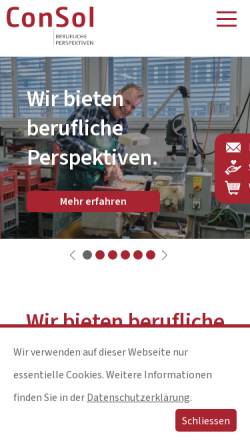 Vorschau der mobilen Webseite consol.ch, ConSol Zug Arbeit für Menschen mit Behinderung