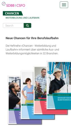 Vorschau der mobilen Webseite chancen.sdbb.ch, Chancen in Beruf und Arbeit