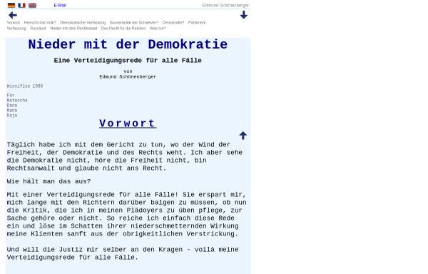 Vorschau von edmund.ch, Nieder mit der Demokratie - Eine Verteidigungsrede für alle Fälle von Edmund Schönenberger
