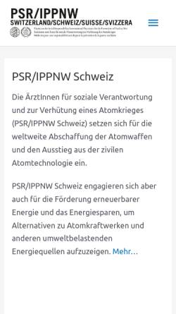 Vorschau der mobilen Webseite www.ippnw.ch, PSR/IPPNW - Schweizer Sektion der atomkritischen Ärzteorganisation