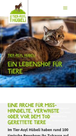 Vorschau der mobilen Webseite www.tierhuebeli.ch, Tier-Asyl Hübeli