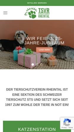 Vorschau der mobilen Webseite tierschutz-rheintal.ch, Tierschutzverein Rheintal Schweiz