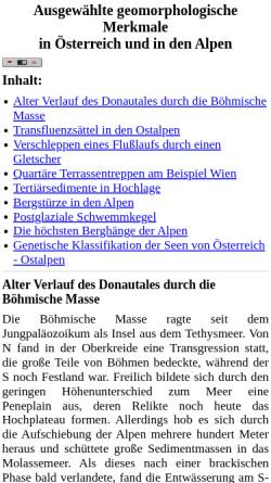 Vorschau der mobilen Webseite www.geol-info.at, Geomorphologische Besonderheiten in Österreich und in den Alpen