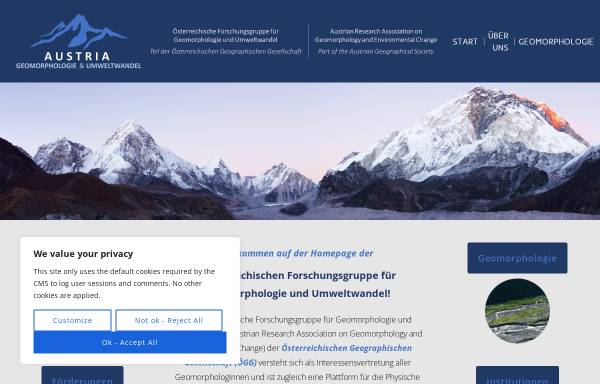 Vorschau von www.geomorph.at, Geomorphologische Kommission der Österreichischen Geographischen Gesellschaft