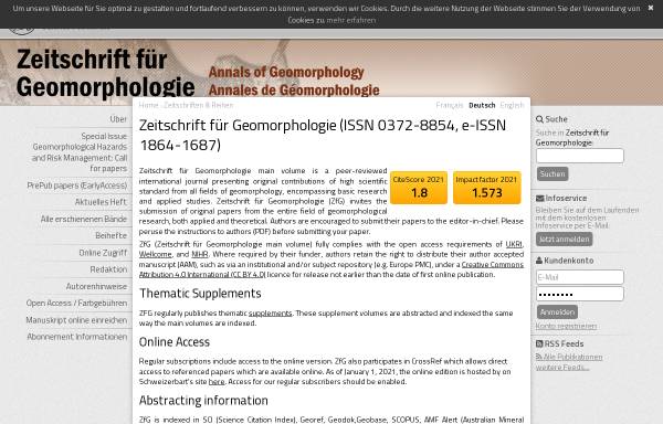 Vorschau von www.schweizerbart.de, Zeitschrift für Geomorphologie