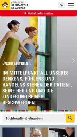 Vorschau der mobilen Webseite www.krankenhaus-halle-saale.de, Krankenhaus St. Elisabeth und St. Barbara Halle/Saale