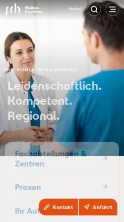 Vorschau der mobilen Webseite www.klinikum-naumburg.de, Saale-Unstrut Klinikum, Naumburg (Saale)