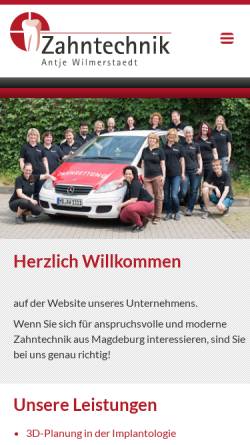 Vorschau der mobilen Webseite www.wilmerstaedt.de, Zahntechnik Antje Wilmerstadt