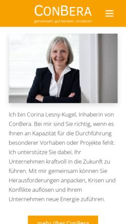 Vorschau der mobilen Webseite www.conbera.de, Conbera, Inh. Corina Lesny-Kugel