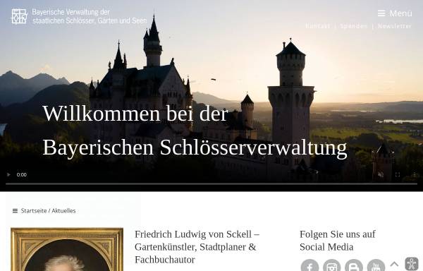Vorschau von www.schloesser.bayern.de, Bayerische Verwaltung der staatlichen Schlösser, Gärten und Seen
