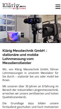 Vorschau der mobilen Webseite www.klaerig-messtechnik.de, Klärig Messtechnik