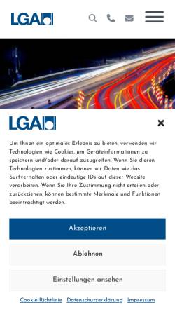 Vorschau der mobilen Webseite www.lga.de, Landesgewerbeanstalt Bayern (LGA)