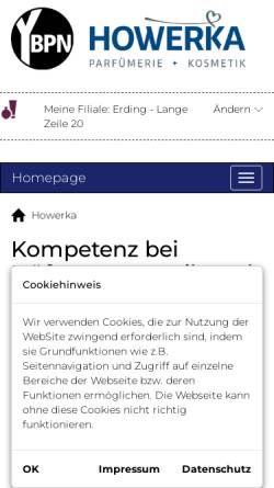 Vorschau der mobilen Webseite www.howerka.de, Parfümerie Ernst Howerka