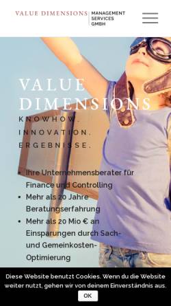 Vorschau der mobilen Webseite www.valuedimensions.com, Value Dimensions Consulting GmbH
