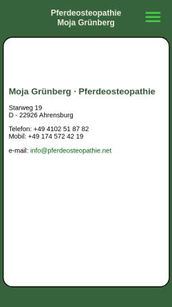 Vorschau der mobilen Webseite www.pferdeosteopathie.net, Moja Grünberg