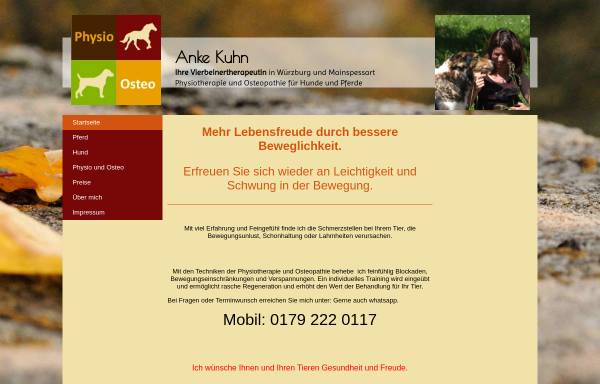Vorschau von www.ihrepferdetherapeutin.de, Physiotherapie für Pferde, Anke Doose