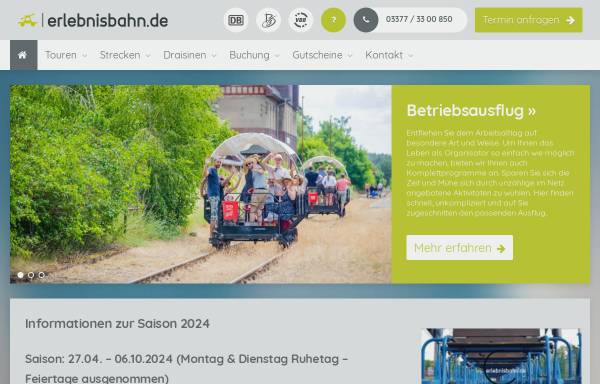 Vorschau von www.erlebnisbahn.de, Erlebnisbahn GmbH & Co. KG