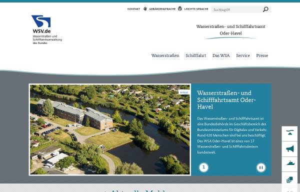 Vorschau von www.wsa-eberswalde.de, Wasser- und Schiffahrtsamt Eberswalde