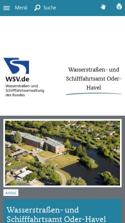 Vorschau der mobilen Webseite www.wsa-eberswalde.de, Wasser- und Schiffahrtsamt Eberswalde