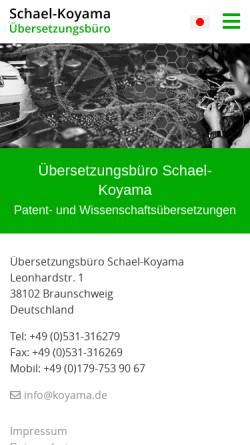 Vorschau der mobilen Webseite www.koyama.de, Schael-Koyama