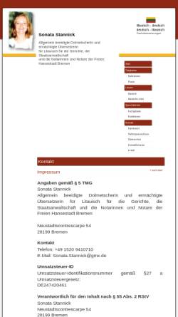 Vorschau der mobilen Webseite www.litauisch-deutsch-russisch.de, Sonata Stannick