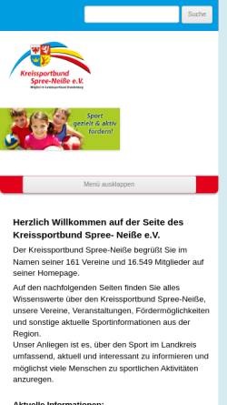 Vorschau der mobilen Webseite www.ksb-spree-neisse.de, Kreissportbund Spree-Neiße e. V.