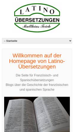 Vorschau der mobilen Webseite www.latino-uebersetzungen.de, Dipl.-Übersetzer (BDÜ, VÜ) Matthias Teich