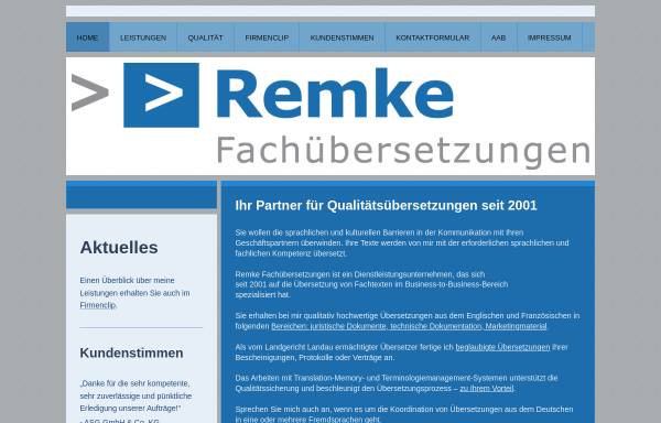 Vorschau von www.remke-fachuebersetzungen.de, Remke Fachuebersetzungen, Inh. Dipl.-Übersetzer Holger Remke