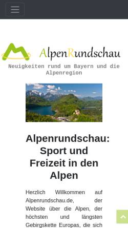 Vorschau der mobilen Webseite www.alpenrundschau.de, 360° Panoramafotos aus dem Allgäu
