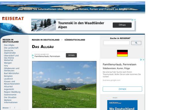 Vorschau von www.reiserat.de, Reise Rat - Reisen in Deutschland - Allgäu