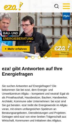 Vorschau der mobilen Webseite www.eza-allgaeu.de, Eza! Energie- und Umweltzentrum Allgäu