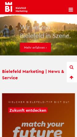 Vorschau der mobilen Webseite www.bielefeld-marketing.de, Bielefeld Marketing GmbH