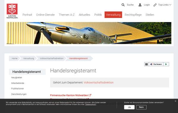 Vorschau von www.hranw.ch, Handelsregisteramt Nidwalden