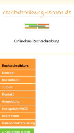 Vorschau der mobilen Webseite rechtschreibung-lernen.de, Onlinekurs Rechtschreibung - Dr. Astrid Rauße