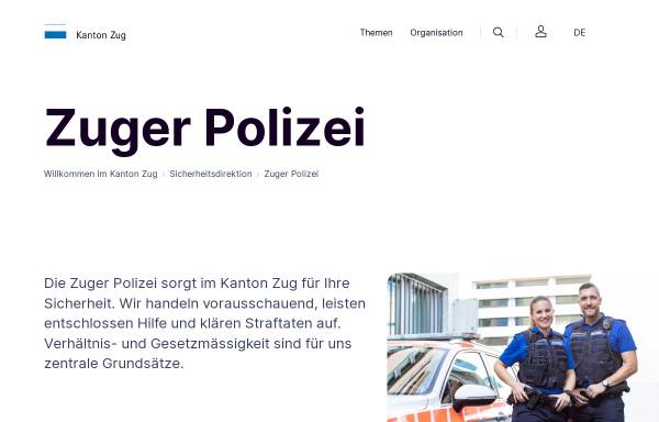 Vorschau von www.zugerpolizei.ch, Projekt Zuger Polizei
