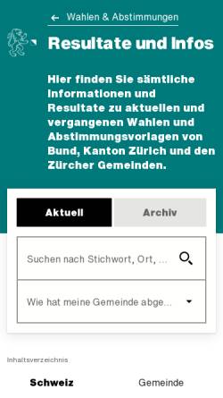 Vorschau der mobilen Webseite www.wahlen.zh.ch, Wahlen und Abstimmungen
