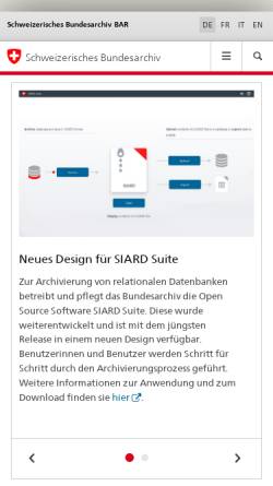 Vorschau der mobilen Webseite www.bar.admin.ch, Bundesarchiv