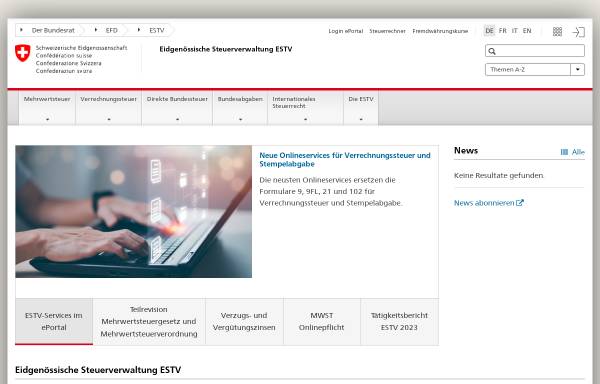 Vorschau von www.estv.admin.ch, ESTV - Eidgenössische Steuerverwaltung