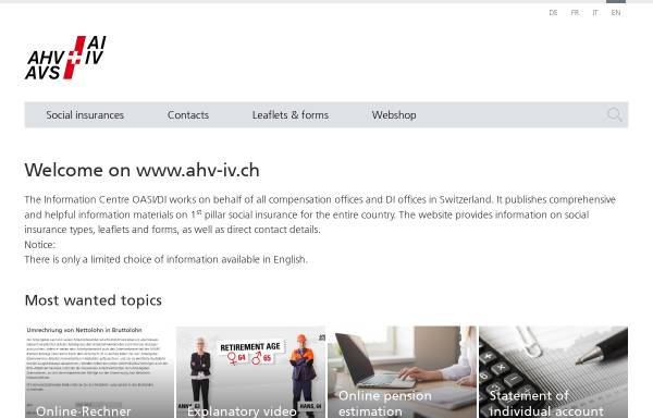 Vorschau von www.ahv-iv.ch, Sozialversicherungen AHV-IV Institutionen