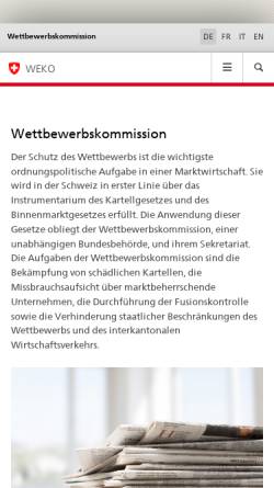Vorschau der mobilen Webseite www.weko.admin.ch, Wettbewerbskommission