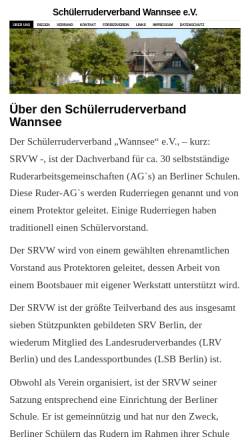 Vorschau der mobilen Webseite www.srvw.de, Schülerruderverband Wannsee e.V.