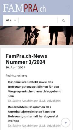 Vorschau der mobilen Webseite www.fampra.recht.ch, Die Praxis des Familienrechts