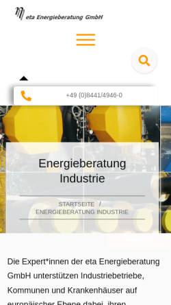 Vorschau der mobilen Webseite www.eta-energieberatung.de, Eta Energieberatung GbR