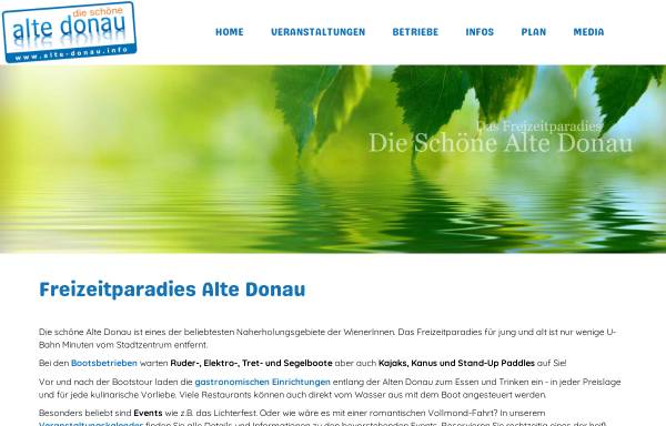 Vorschau von www.alte-donau.info, Freizeitparadies Alte Donau Wien