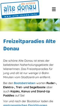 Vorschau der mobilen Webseite www.alte-donau.info, Freizeitparadies Alte Donau Wien